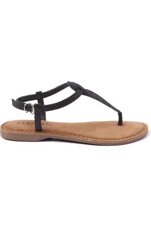 Lazamani Anna Leren Dames Sandalen Black
