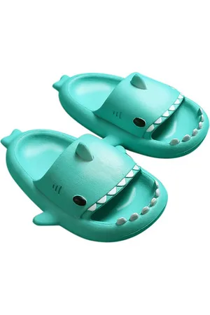 Merkloos Slippers kinderen haai - jongens en meisjes 2-3 jaar - maat 24-25 - badslippers - pantoffels