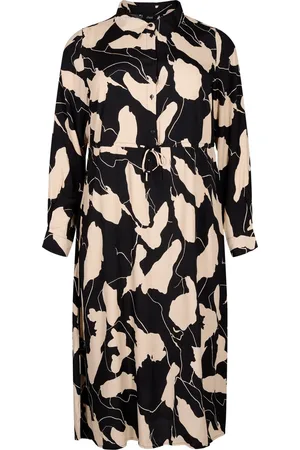 Zizzi VBELLA L/S MIDI DRESS Dames Jurk - Black