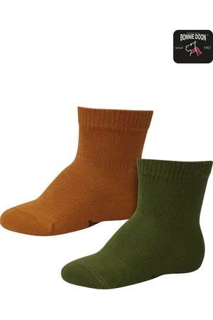 Bonnie Doon Sokken Baby set Groen met Bruin 0/4 maand - 2 paar - Unisex - Organisch Katoen - Jongens en Meisjes - Stay On - Basis Sok - Zakt niet af - Gladde Naad - GOTS gecertificeerd - 2-pack - Multipack - Sudan Brown - Cedar Green - OL9344012.476