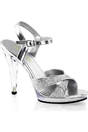 Fabulicious EU 47 = US 16 | FLAIR-419(G) | 4 1/2 Heel, 1/2 PF Criss Cross Ankle Strap Sandal