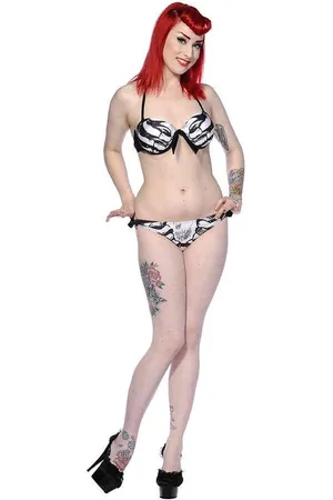 Banned Retro Black Ribcage Bikinitop - XL