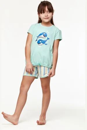 Woody Pyjama meisjes - - walvis - 231-1-BST-S/702 - maat 140