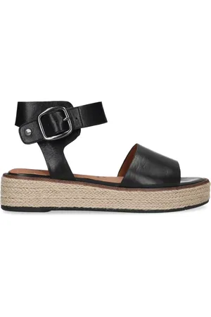 No Stress Dames - Zwarte leren sandalen