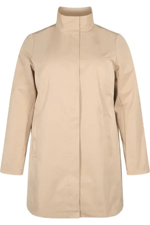 Zizzi CASHELBY, L/S, COAT Dames Jas - Sand