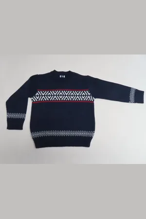Merkloos Trui - Jongens - Classic - Gebreid - Marine met wit en rood - 2 jaar 92