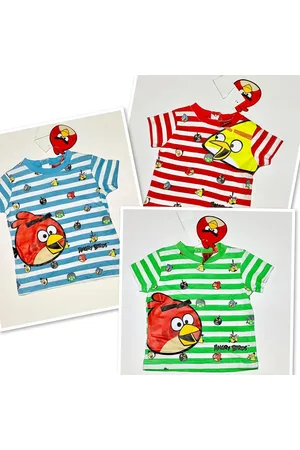 Angry Birds Baby T-shirt - set van 3 - rood/groen/ - maat 74 (12 maanden)