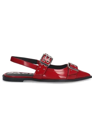 Sacha Dames - Rode leren buckle slingbacks