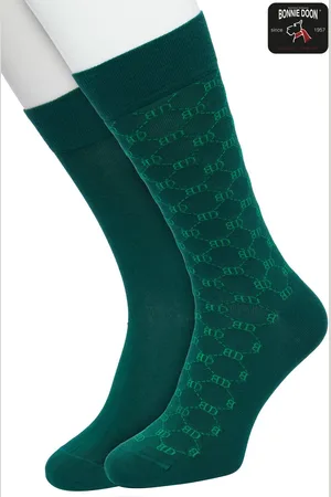 Bonnie Doon Heren Sokken set Donker Groen maat 40/46 - 2 paar - Effen - BD logo ruit - Print - Gladde Naden - Brede Boord - Uitstekend Draagcomfort - 2-pack - Multipack - Effen - sock - Donkergroen - - OL2225102.380