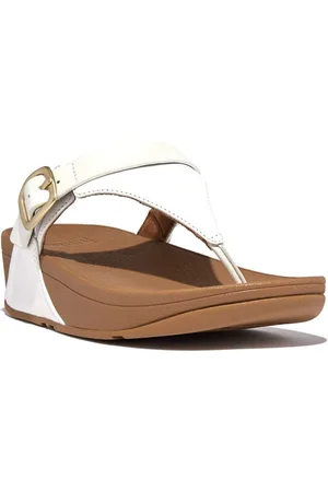 FitFlop Slipper Lulu Adjustable Leather Toe-Post Urban White
