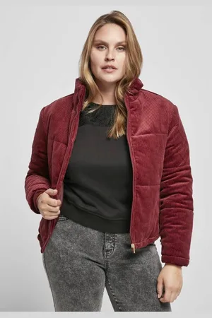 Urban classics Corduroy Puffer winterjas - 4XL - rood