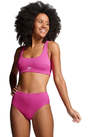 PUMA Bikinibroekje Ribbed High Waist Brief Neon Pink Combo