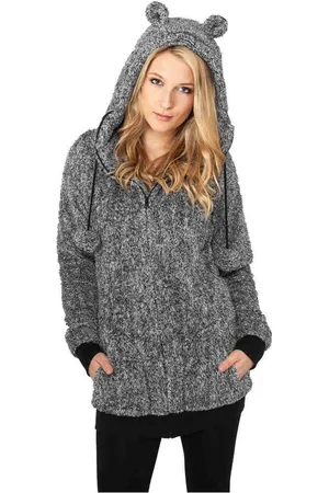 Urban classics Melange Teddy Vest met capuchon - S - /Wit