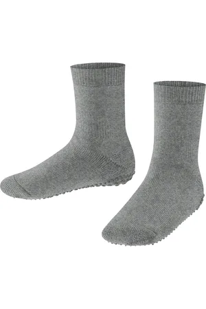 Falke Catspads antislip noppen katoen merinowol huissokken kinderen grijs