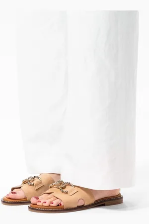 Manfield Dames - suède slippers met chain