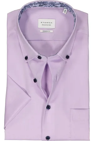 ETERNA Modern fit overhemd korte mouw - Oxford - (contrast) - Strijkvrij - Boordmaat: 38