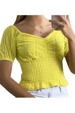 Merkloos Dames Top Crop yellow