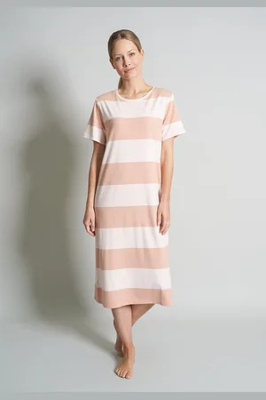 TOM TAILOR Stretch Cotton dames lang nachthemd - ronde hals - peach