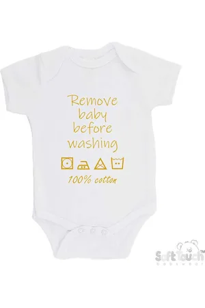 Merkloos 100% katoenen Romper "Remove baby before washing 100% cotton" Jongens Katoen