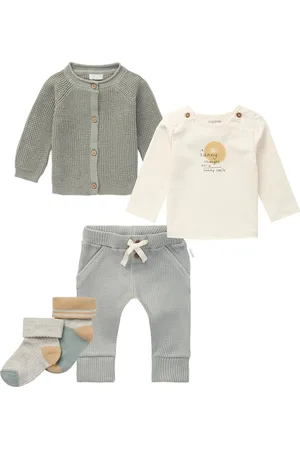 Noppies Kledingset - (5delig) - Vest Hailun Mineral Grey - Broek Haora Mineral Grey - Shirt Ha Antique White - Sokjes Hatras Oatmeal
