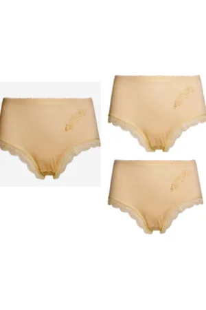 Merkloos Dames hoge slips 3 pack met kantrandje XL 42-46