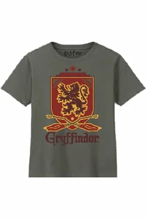 Cotton Division Harry Potter - Gryffindor Blazon Khaki T-Shirt - Jongen 12 Jaar