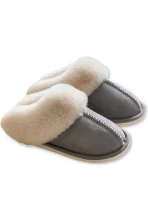 Merkloos Pantoffels Dames en Heren Fluffy Open Sloffen met Pluche Voering Antislip Zool -