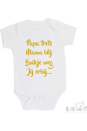 Merkloos 100% katoenen Romper "Papa trots Mama blij Buikje weg Jij erbij..."" Jongens Katoen