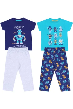 Produkt 2x Marineblauwe en grijze jongenspyjama met robots / 92 cm