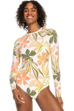 Roxy Badpak voor dames - Onesie met lange mouw - Bright White Subtly Salty Flat - - maat S (36)