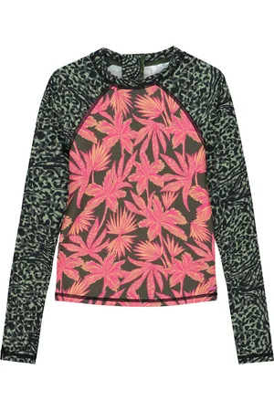 Shiwi Girls TESS rash tee leopard leaves Zwemshirt -