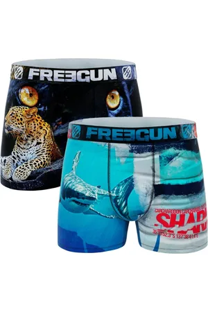 Freegun Jongens boxershorts microvezel - 2-pack - maat 164/176 - Haai/Panter