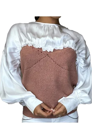 Merkloos Dames Trui-blouse satijn oud roze