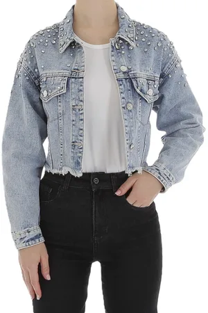 Merkloos Dilena fashion spijker jack stras studs denim