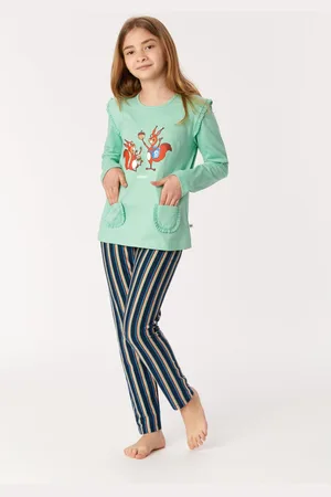 Woody Pyjama meisjes - groen - eekhoorn - 222-1-PLG-S/718 - maat 128