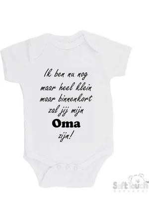 Merkloos 100% katoenen Romper "Ik ben nu nog maar heel klein maar binnenkort zal jij mijn oma zijn!" Unisex Katoen Wit/zwart 62/68