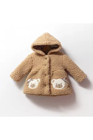Merkloos Baby winterjas met capuchon teddy bear 18-24m