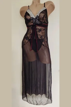 Merkloos Lingerie set lang model one size 36-42 zwart