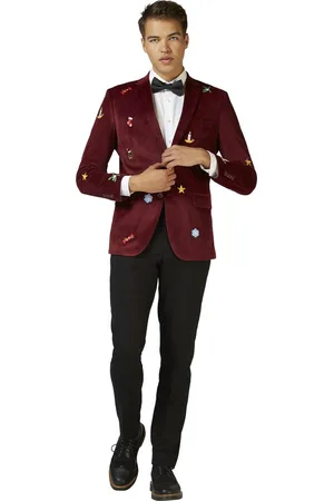 OppoSuits Deluxe X-Mas Icons - Deep Burgundy - - Heren Kerst Blazer