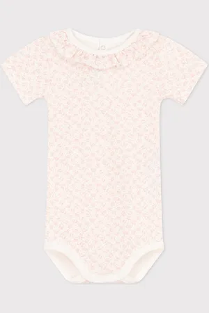 Petit Bateau Babybody met korte mouwen en kraagje van katoen Meisjes Rompertje -
