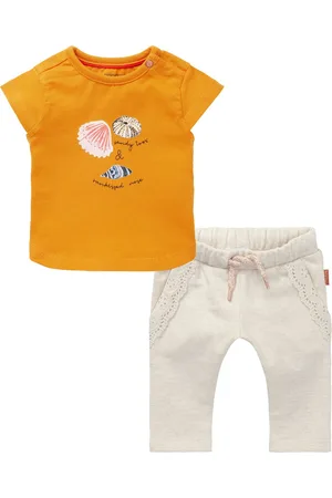Noppies Kledingset - 2delig - broek - shirt oranje met schelpen