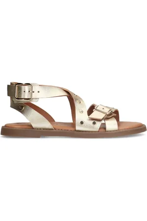 No Stress Dames - Gouden leren sandalen met studs