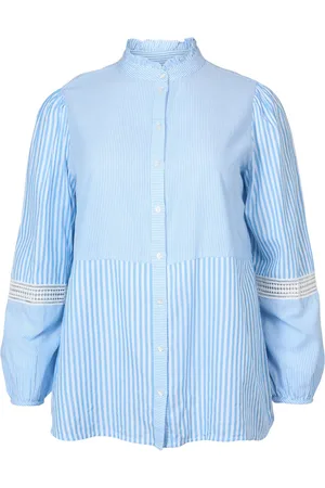 Zizzi MFIA, L/S, SHIRT Dames Blouse - Blue