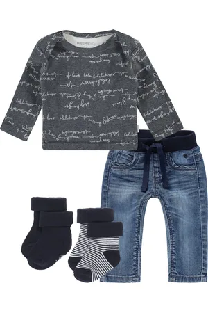 Noppies Set(4delig) Jeans met grijs shirt en 2 paar sokjes navy