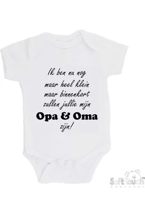 Merkloos 100% katoenen Romper "Ik ben nu nog maar heel klein maar binnenkort zal jij mijn opa & oma zijn!" Unisex Katoen Wit/zwart