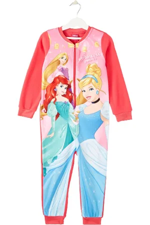 Disney Princess onesie - maat 92/98 - Prinsessen huispak pyjama - donkerroze