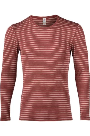 Engel Natur Heren Shirt Lange Mouw Zijde - Bio Merino Wol GOTS Gestreept 50/52L