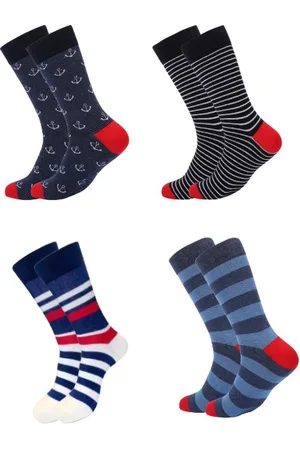 ASTRADAVI Socks Collection - Sokken - 4 Paar - Premium Katoenen Normale Sokken - 40/46 - Maritiem - , Rood, Wit