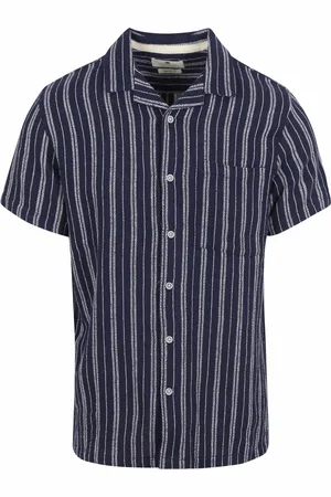 Anerkjendt Short Sleeve Overhemd Leo Dobby Navy