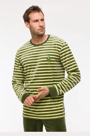 Woody Jongens-Heren Pyjama groene streep - maat 098/3J
